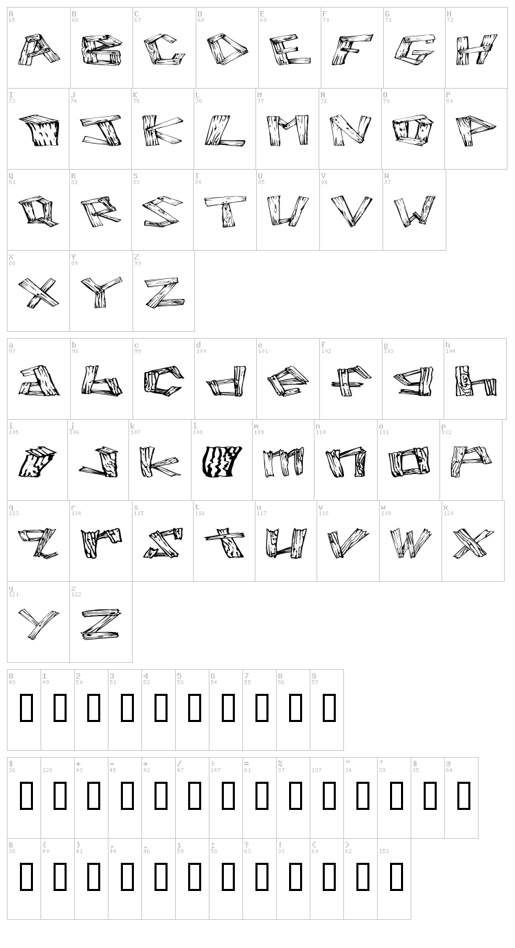 Wood 2 font map